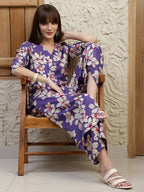 Floral Printed Co-Ords, Purple - Hiral Fashion | Grocsy