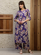 Floral Printed Co-Ords, Purple - Hiral Fashion | Grocsy