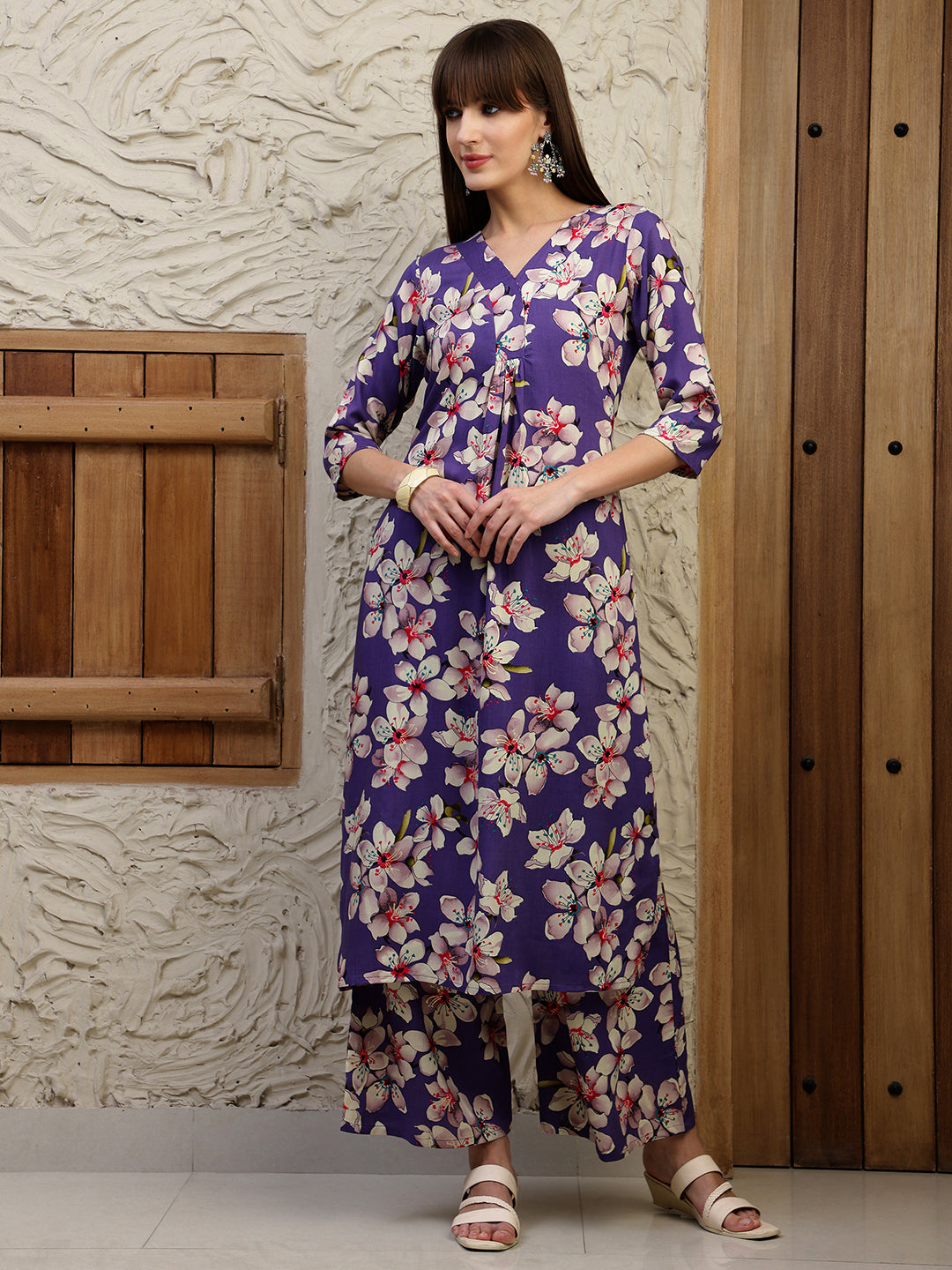 Floral Printed Co-Ords, Purple - Hiral Fashion | Grocsy