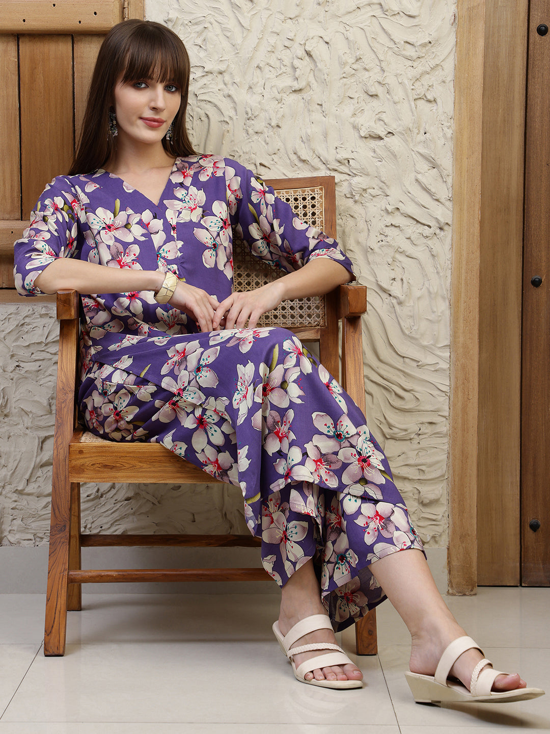 Floral Printed Co-Ords, Purple - Hiral Fashion | Grocsy