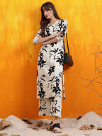 Floral Printed Co-Ords, White - Hiral Fashion | Grocsy