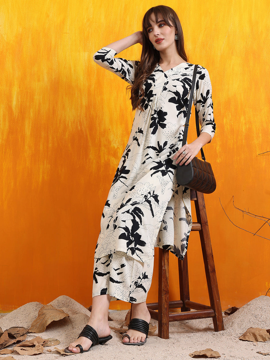 Floral Printed Co-Ords, White - Hiral Fashion | Grocsy