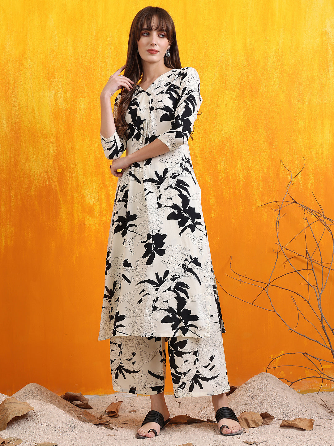 Floral Printed Co-Ords, White - Hiral Fashion | Grocsy