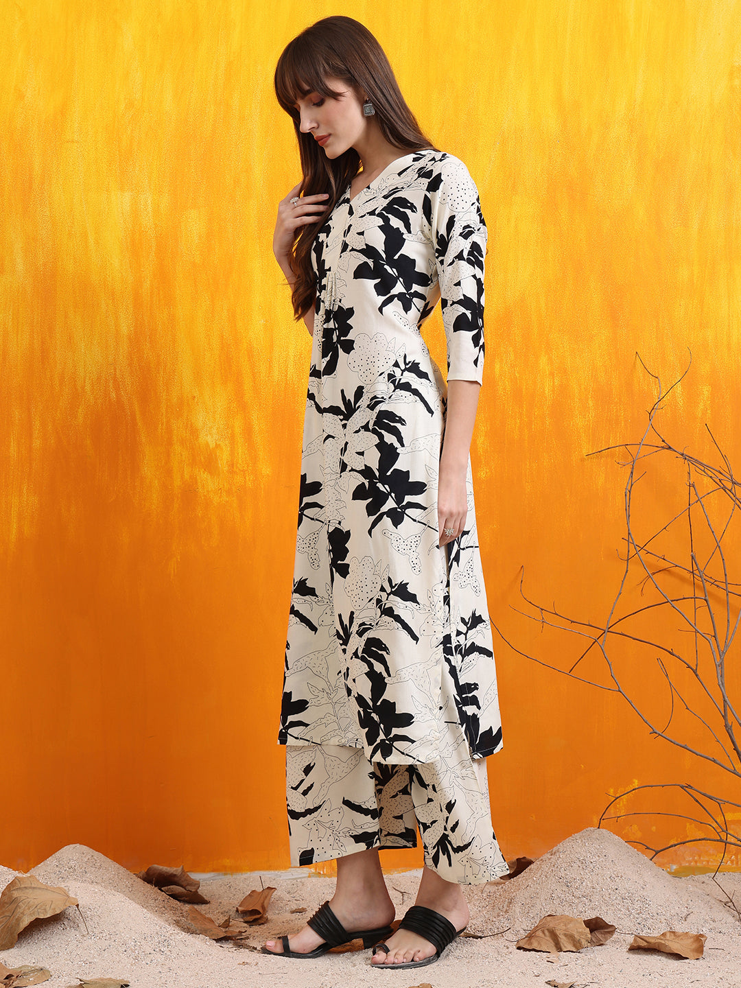 Floral Printed Co-Ords, White - Hiral Fashion | Grocsy