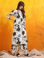 Floral Printed Co-Ords, White - Hiral Fashion | Grocsy