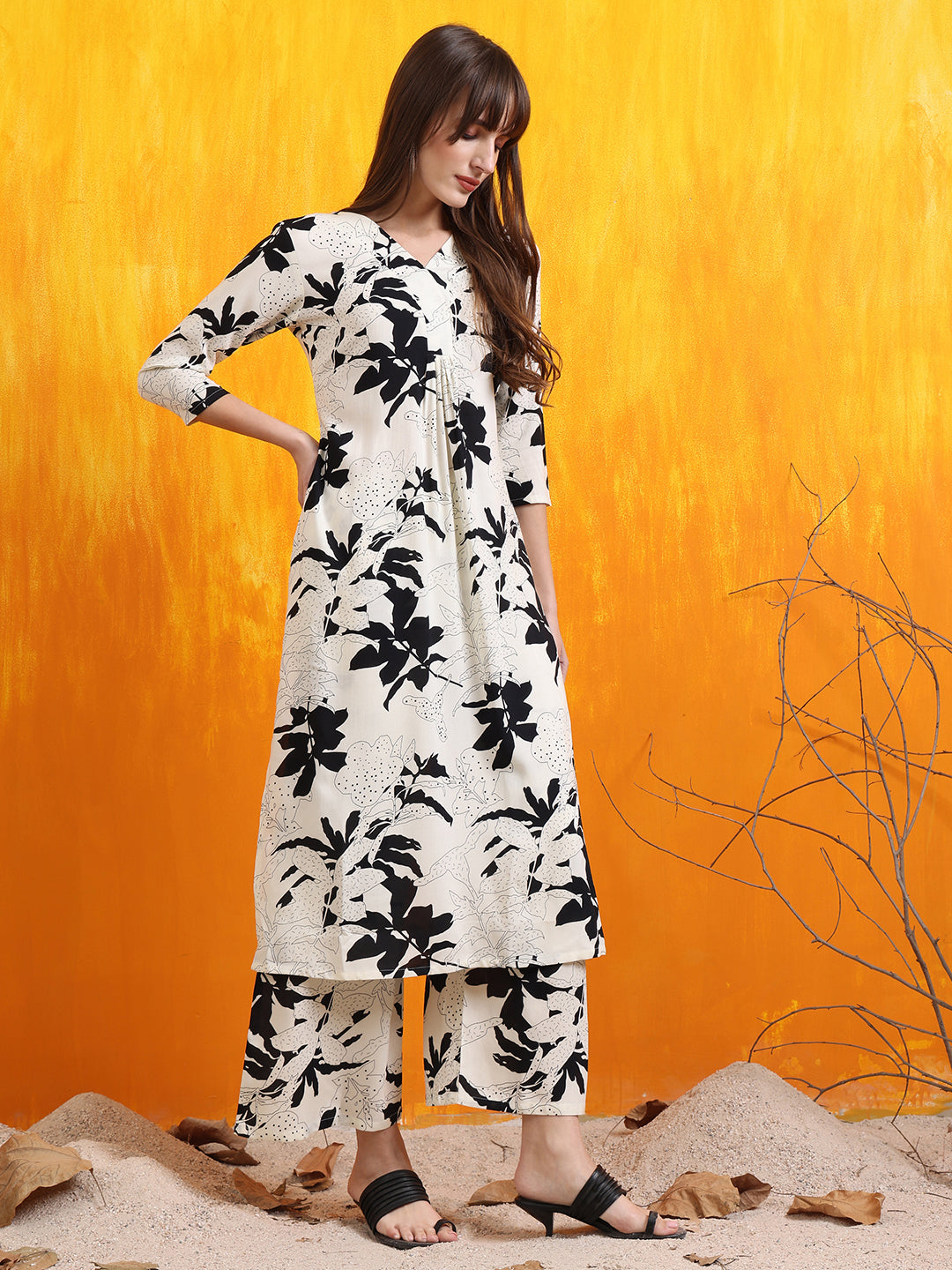 Floral Printed Co-Ords, White - Hiral Fashion | Grocsy