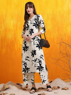 Floral Printed Co-Ords, White - Hiral Fashion | Grocsy