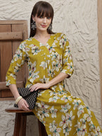 Floral Printed Co-Ords, Mustard - Hiral Fashion | Grocsy