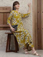 Floral Printed Co-Ords, Mustard - Hiral Fashion | Grocsy
