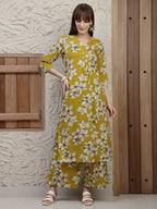 Floral Printed Co-Ords, Mustard - Hiral Fashion | Grocsy