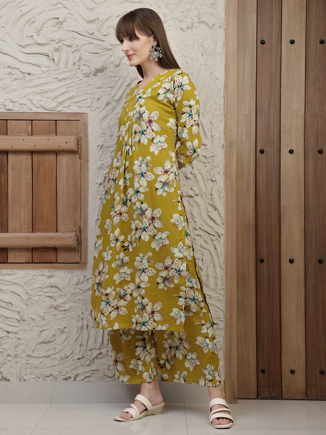 Floral Printed Co-Ords, Mustard - Hiral Fashion | Grocsy
