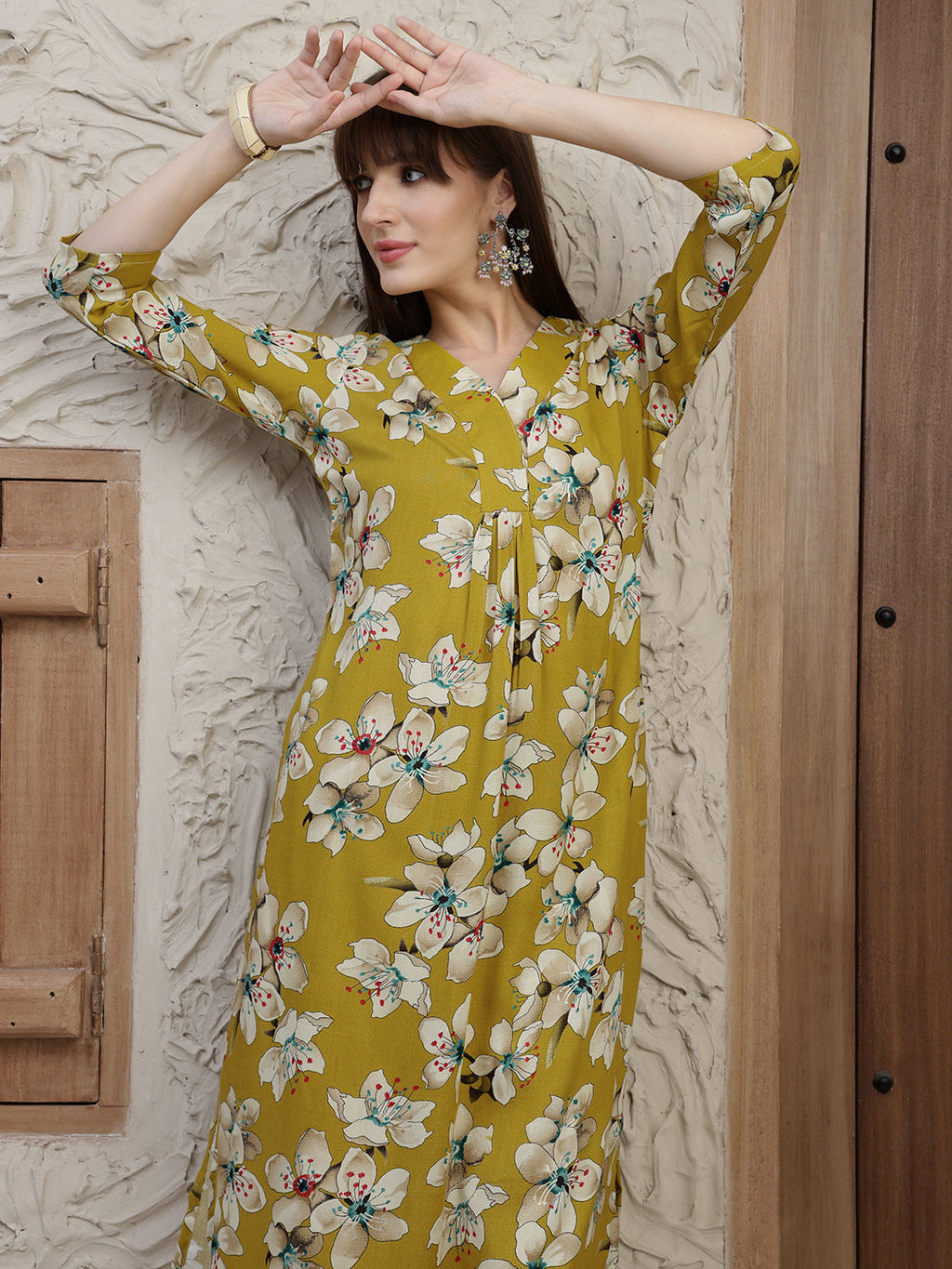 Floral Printed Co-Ords, Mustard - Hiral Fashion | Grocsy