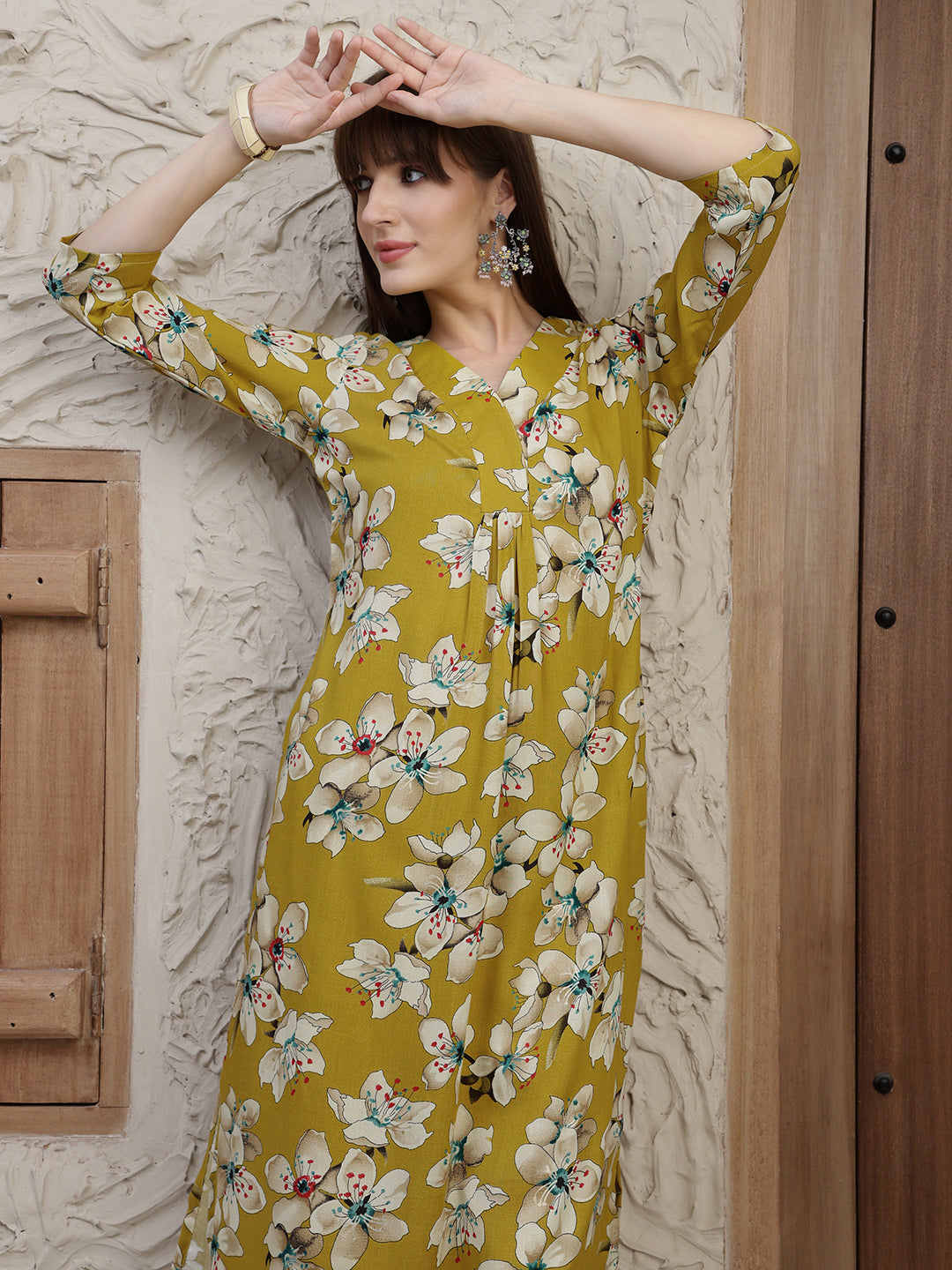 Floral Printed Co-Ords, Mustard - Hiral Fashion | Grocsy