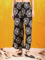 Embroidered & Floral Printed Kurta With Palazzo Co-Ords Set, Black - Hiral Fashion | Grocsy