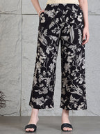 Botanical Printed Kurta With Palazzo Co-Ords Set, Black - Hiral Fashion | Grocsy