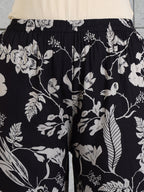 Botanical Printed Kurta With Palazzo Co-Ords Set, Black - Hiral Fashion | Grocsy
