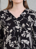 Botanical Printed Kurta With Palazzo Co-Ords Set, Black - Hiral Fashion | Grocsy