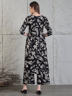 Botanical Printed Kurta With Palazzo Co-Ords Set, Black - Hiral Fashion | Grocsy