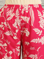 Botanical Printed Kurta With Palazzo Co-Ords Set, Pink - Hiral Fashion | Grocsy
