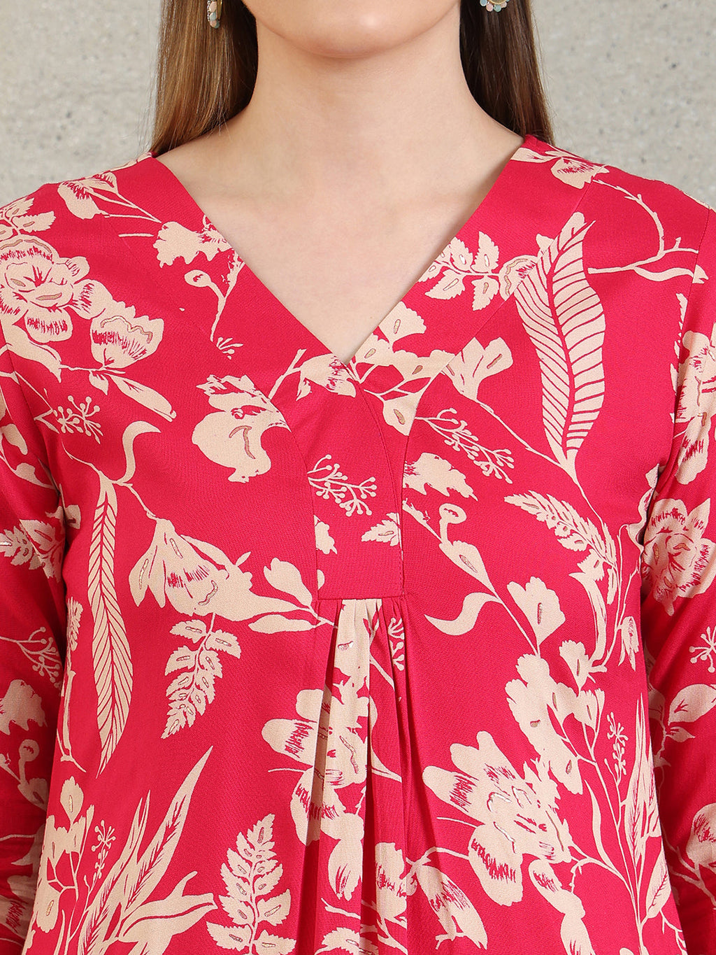 Botanical Printed Kurta With Palazzo Co-Ords Set, Pink - Hiral Fashion | Grocsy