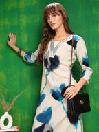 Lace Detailing Designer Neck Kurta With Palazzo Pants, White - Hiral Fashion | Grocsy
