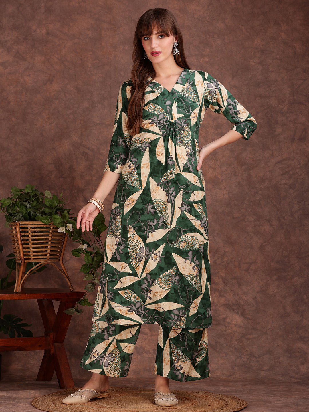Versatile Printed Co-Ords, Green - Hiral Fashion | Grocsy