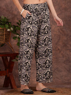 Ethnic Motifs Printed Lace Detailing Kurta And Palazzo, Black - Hiral Fashion | Grocsy