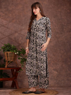 Ethnic Motifs Printed Lace Detailing Kurta And Palazzo, Black - Hiral Fashion | Grocsy