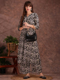 Ethnic Motifs Printed Lace Detailing Kurta And Palazzo, Black - Hiral Fashion | Grocsy