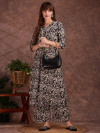 Ethnic Motifs Printed Lace Detailing Kurta And Palazzo, Black - Hiral Fashion | Grocsy