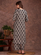 Ethnic Motifs Printed Lace Detailing Kurta And Palazzo, Black - Hiral Fashion | Grocsy