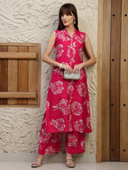 Botanical Printed Co Ords Set, Pink - Hiral Fashion | Grocsy