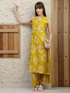 Botanical Printed Co Ords Set, Mustard - Hiral Fashion | Grocsy