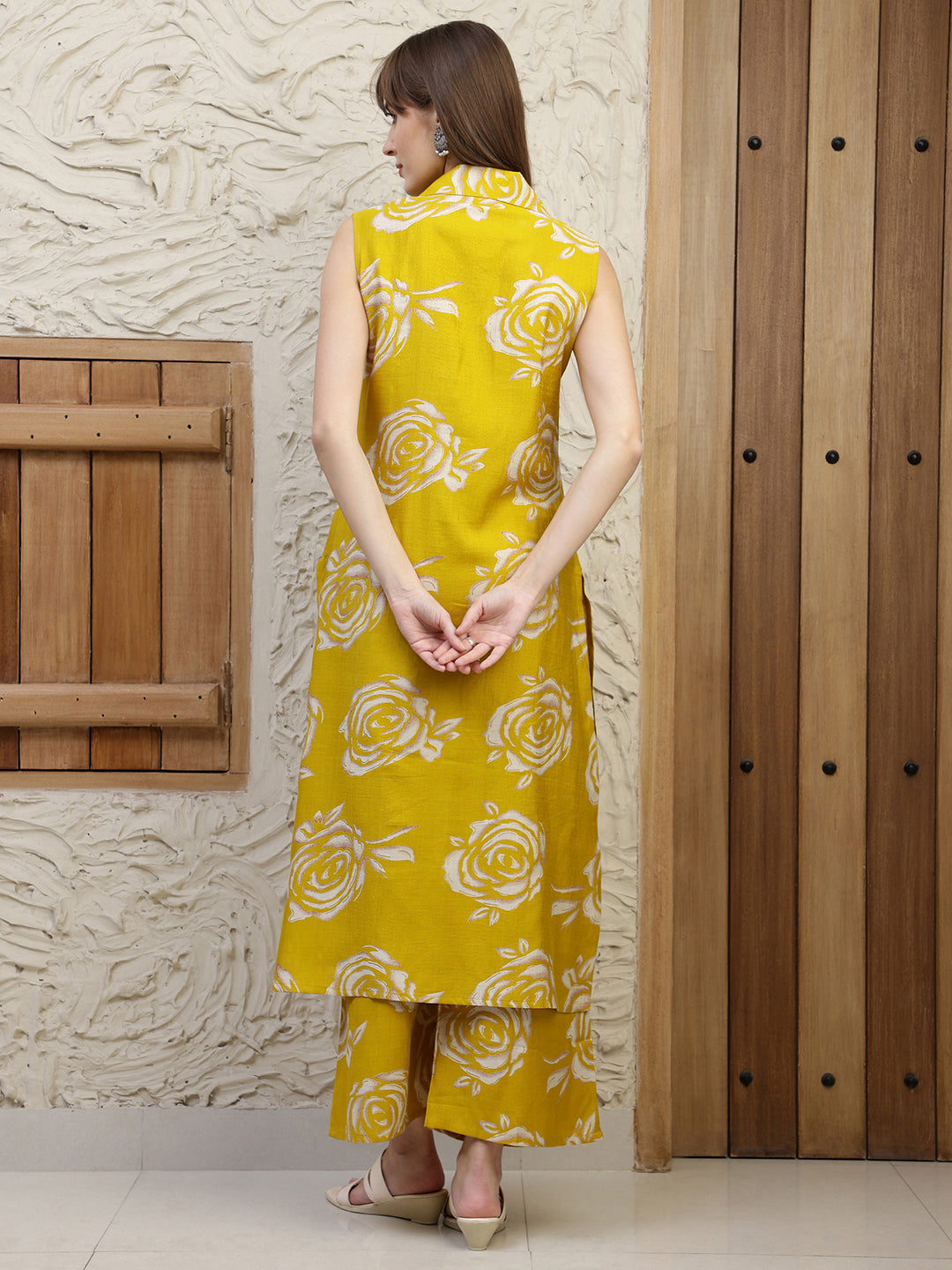 Botanical Printed Co Ords Set, Mustard - Hiral Fashion | Grocsy