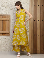 Botanical Printed Co Ords Set, Mustard - Hiral Fashion | Grocsy
