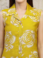 Botanical Printed Co Ords Set, Mustard - Hiral Fashion | Grocsy
