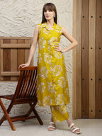 Botanical Printed Co Ords Set, Mustard - Hiral Fashion | Grocsy