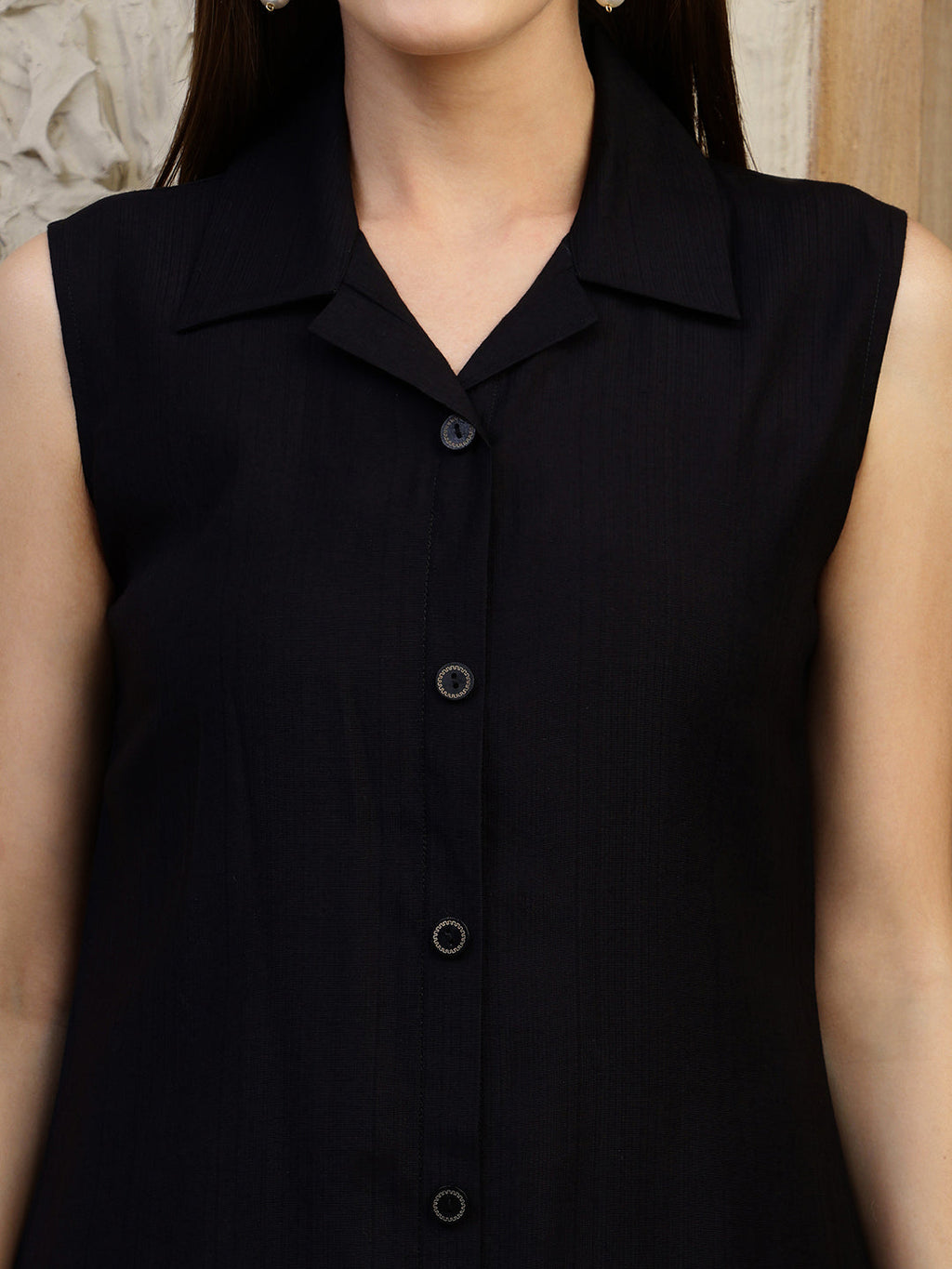 Shirt Style Kurta With Palazzo, Black - Hiral Fashion | Grocsy