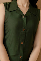 Shirt Style Kurta With Palazzo, Bottle-Green - Hiral Fashion | Grocsy