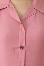 Shirt Style Kurta With Palazzo, Pink - Hiral Fashion | Grocsy