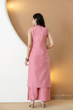 Shirt Style Kurta With Palazzo, Pink - Hiral Fashion | Grocsy