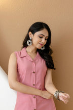 Shirt Style Kurta With Palazzo, Pink - Hiral Fashion | Grocsy