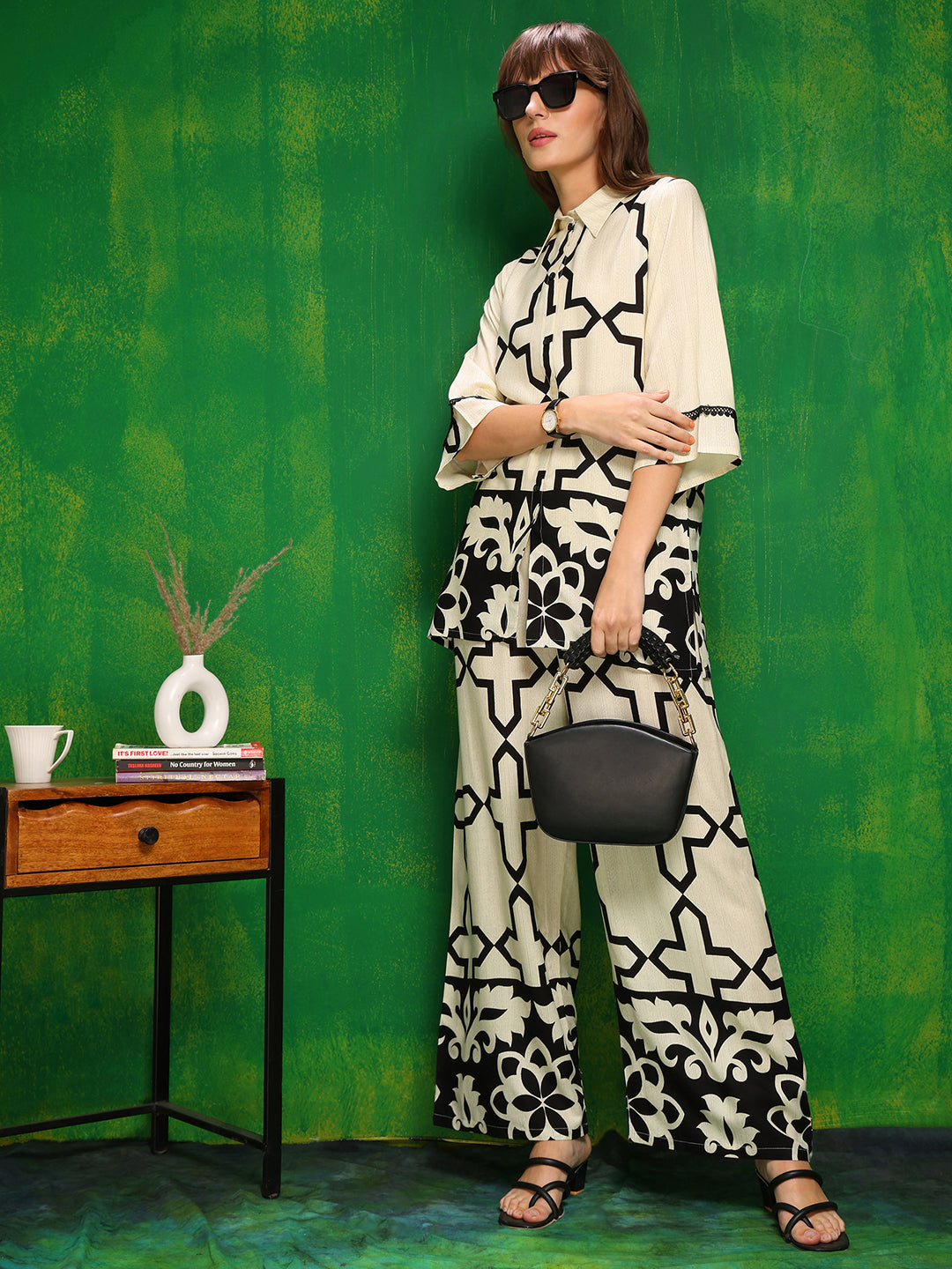 Versatile Printed Co-Ords, Cream - Hiral Fashion | Grocsy
