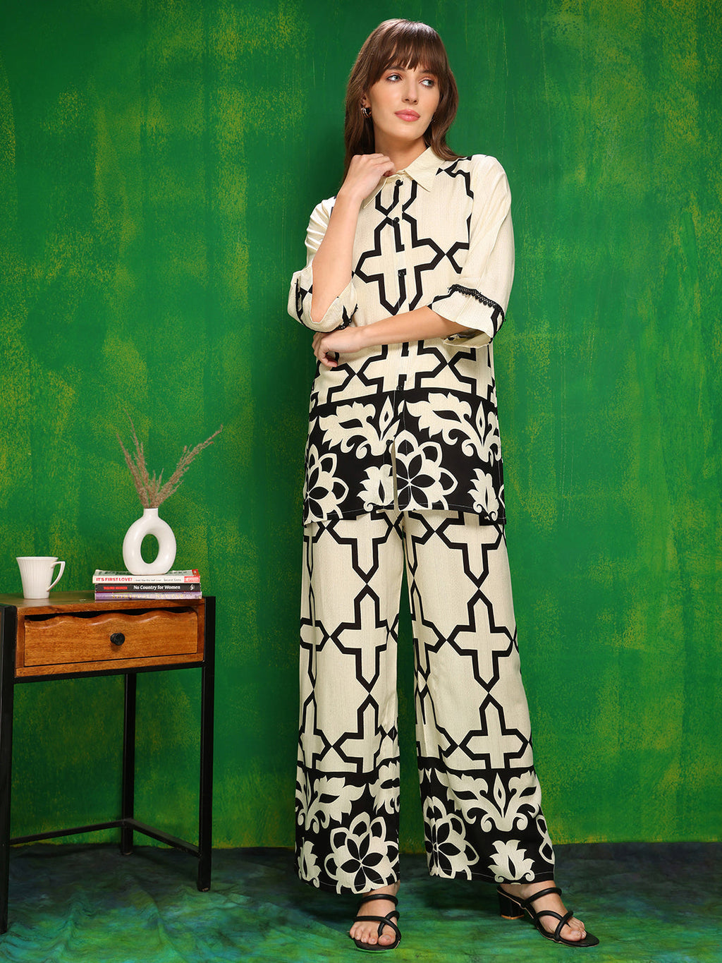 Versatile Printed Co-Ords, Cream - Hiral Fashion | Grocsy