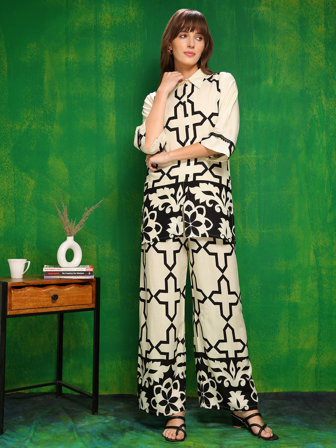 Versatile Printed Co-Ords, Cream - Hiral Fashion | Grocsy