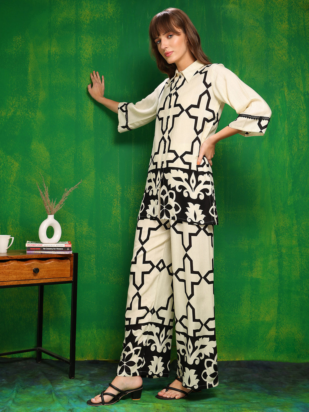 Versatile Printed Co-Ords, Cream - Hiral Fashion | Grocsy