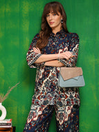 Versatile Printed Co-Ords, Navy Blue - Hiral Fashion | Grocsy