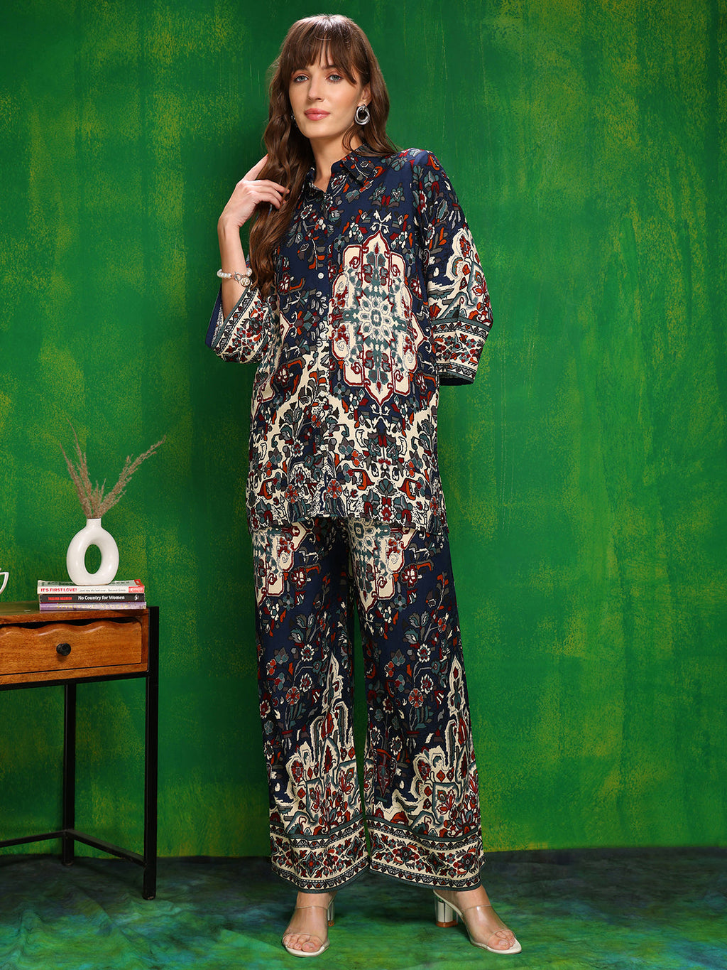 Versatile Printed Co-Ords, Navy Blue - Hiral Fashion | Grocsy