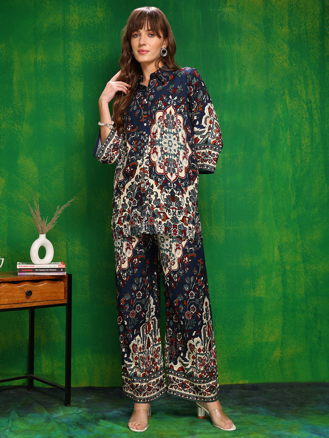 Versatile Printed Co-Ords, Navy Blue - Hiral Fashion | Grocsy