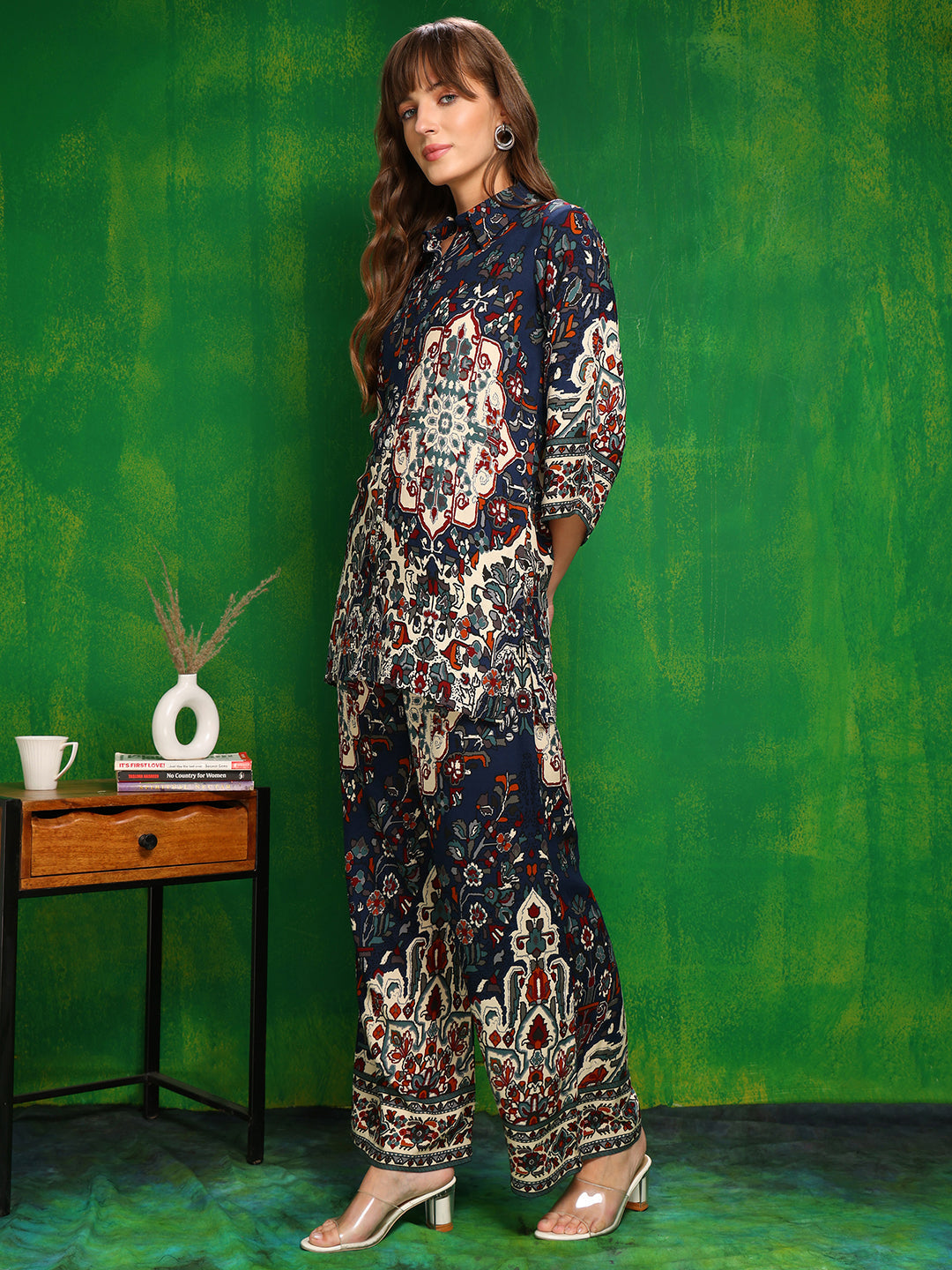 Versatile Printed Co-Ords, Navy Blue - Hiral Fashion | Grocsy